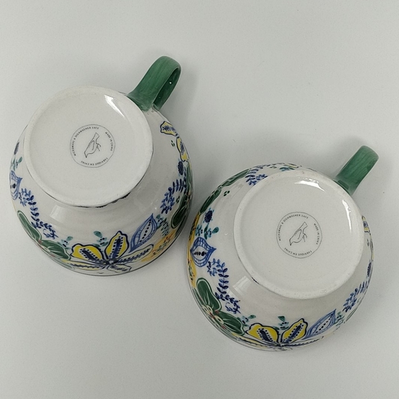 Anthropologie Large Footed Stoneware Floral Cups - Picture 6 of 7